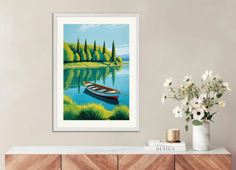 Un barco en un lago - Póster Posterscape Creative Studio