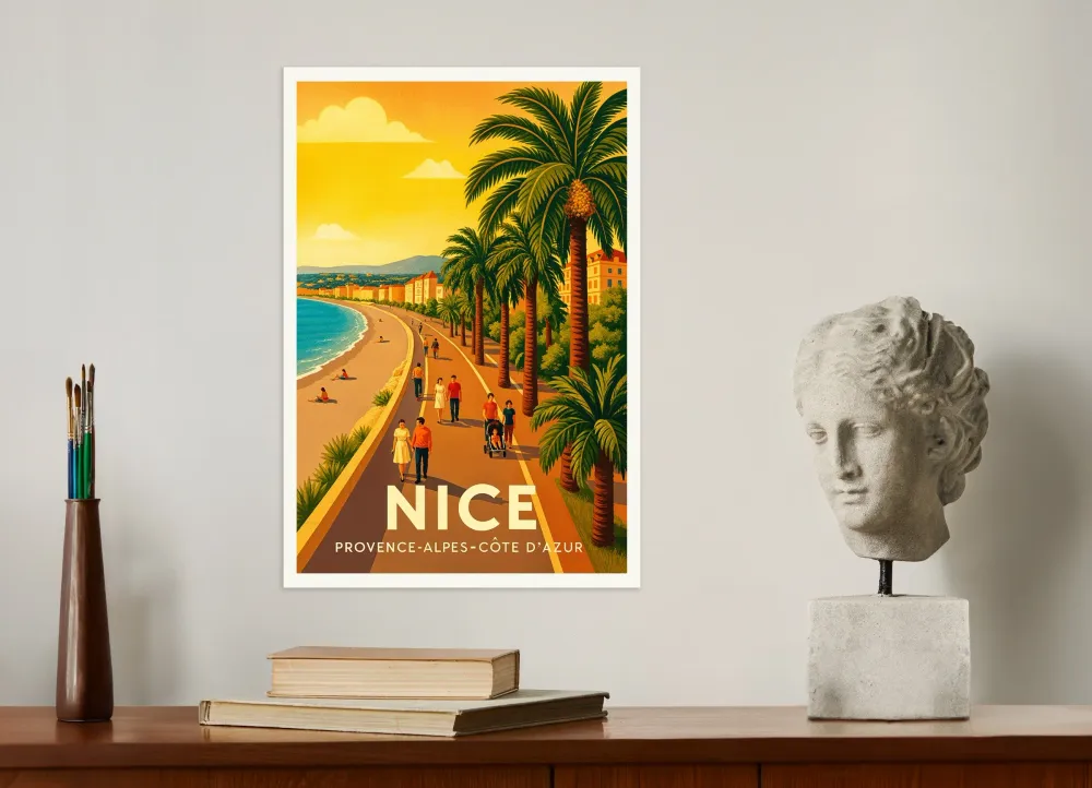 Bonito Póster de Promenade – Riviera Francesa Posterscape Creative Studio