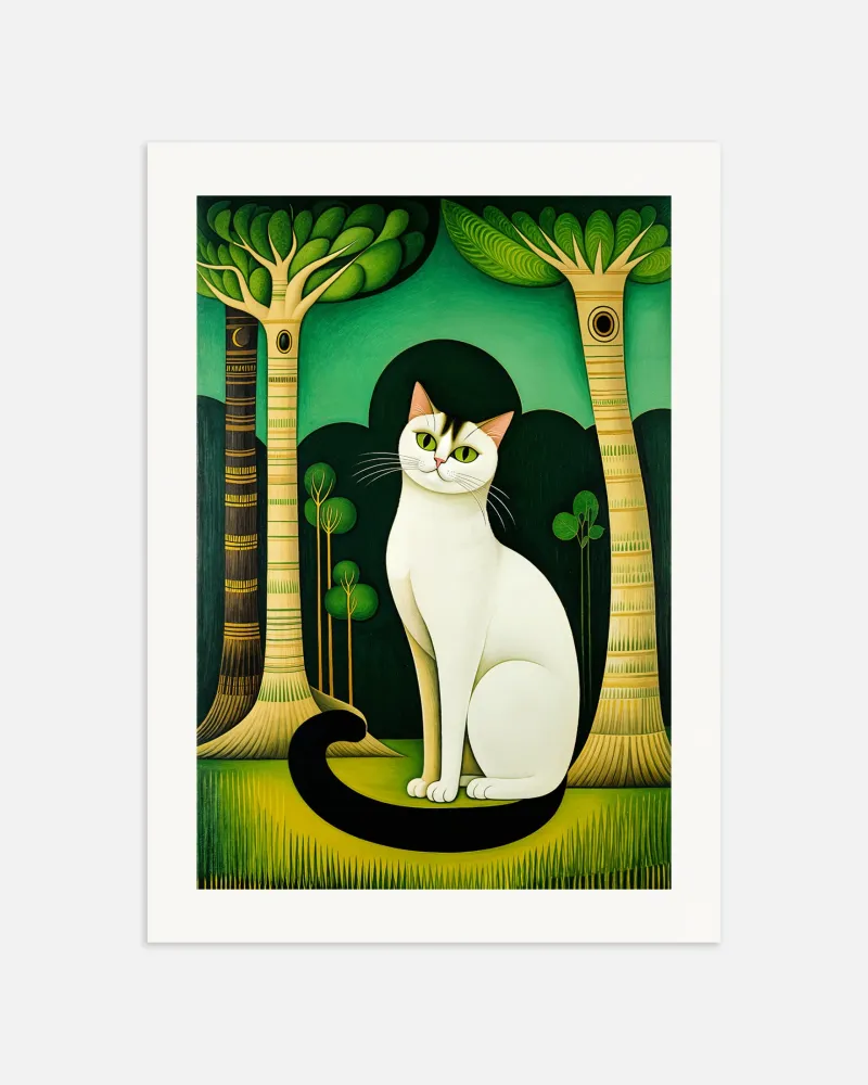 Gato siamés con ojos esmeralda, Arte Naif - Póster Posterscape Creative Studio