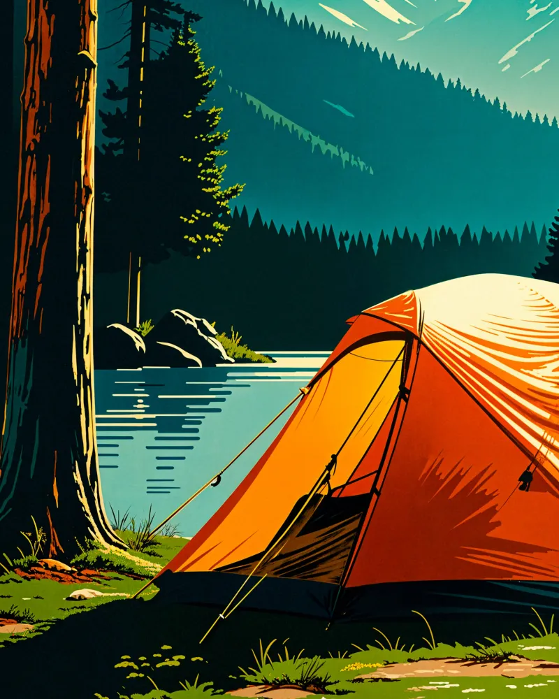 Naturaleza, camping y montañas - Póster Posterscape Creative Studio