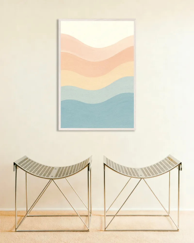 Olas abstractas texturizadas en tonos pastel Póster Posterscape Creative Studio