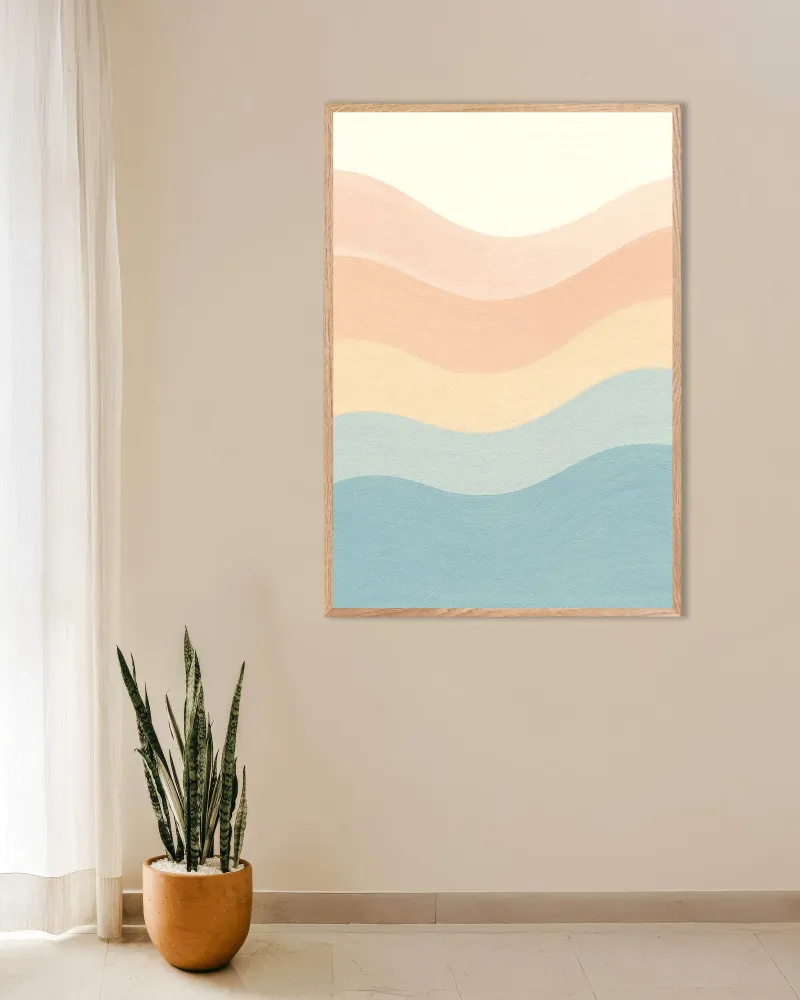 Olas abstractas texturizadas en tonos pastel Póster Posterscape Creative Studio