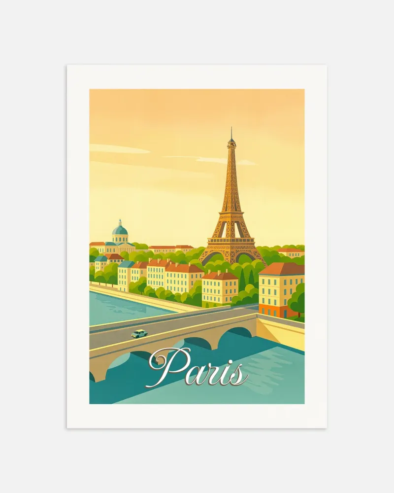 París – Ilustración de estilo retro de la Torre Eiffel Póster Posterscape Creative Studio