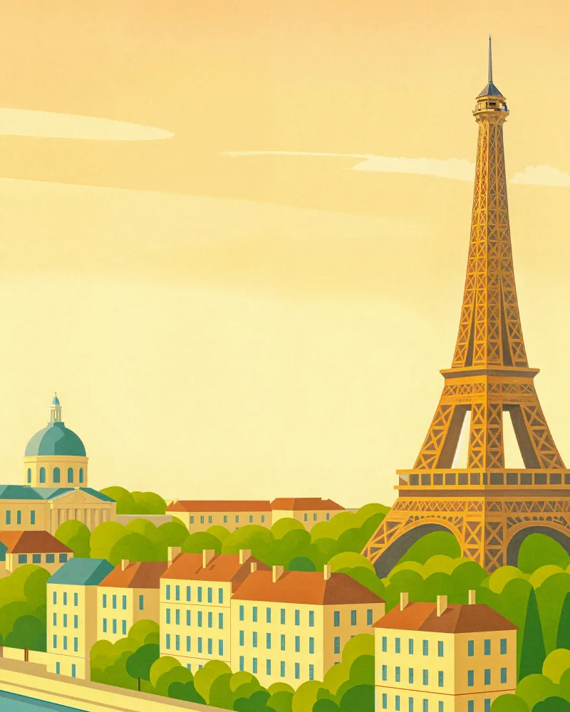 París – Ilustración de estilo retro de la Torre Eiffel Póster Posterscape Creative Studio
