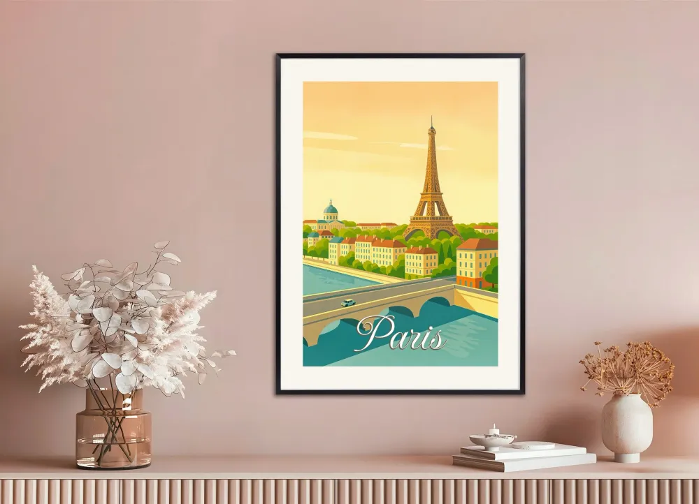 París – Ilustración de estilo retro de la Torre Eiffel Póster Posterscape Creative Studio