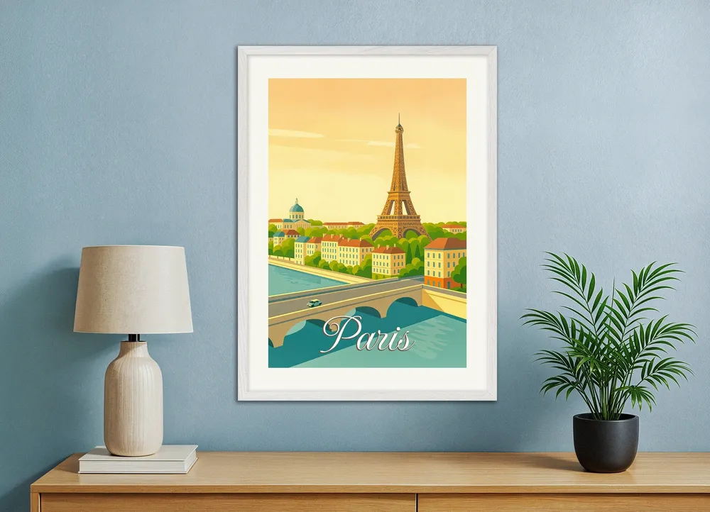 París – Ilustración de estilo retro de la Torre Eiffel Póster Posterscape Creative Studio