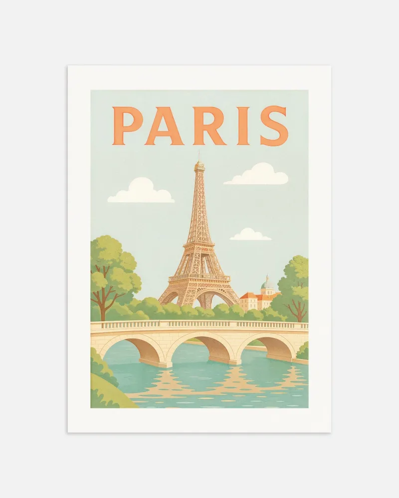 París – Ilustración en Pastel Suave de la Torre Eiffel - Póster Posterscape Creative Studio