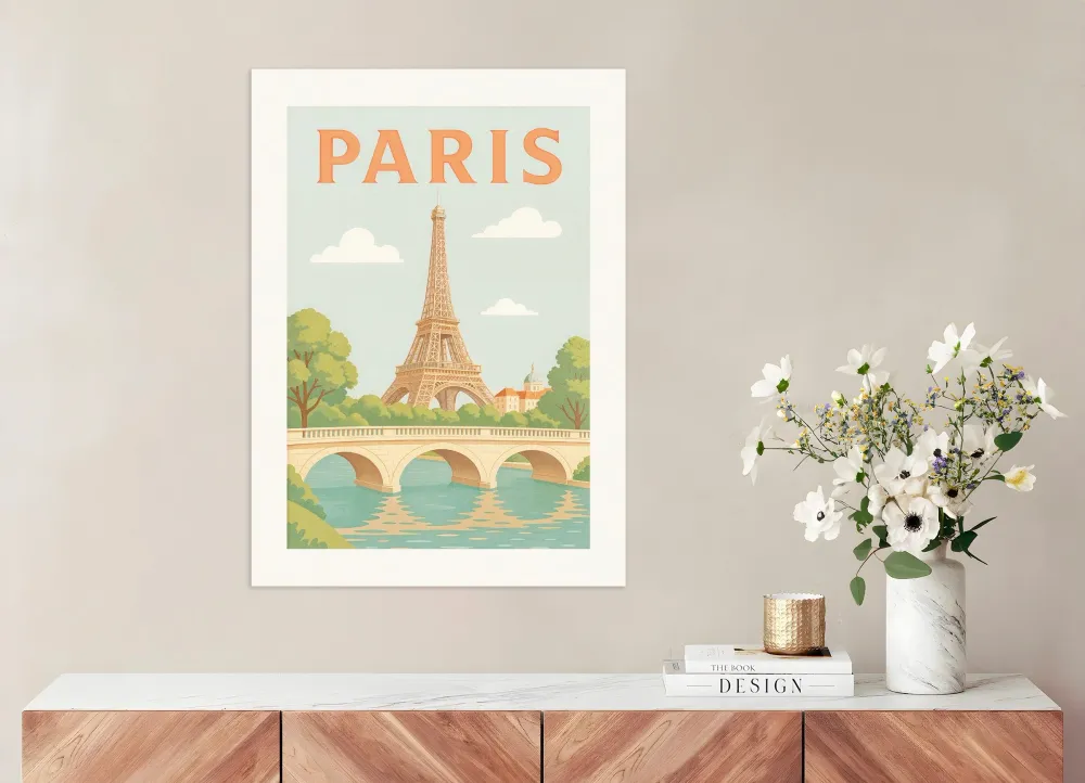 París – Ilustración en Pastel Suave de la Torre Eiffel - Póster Posterscape Creative Studio