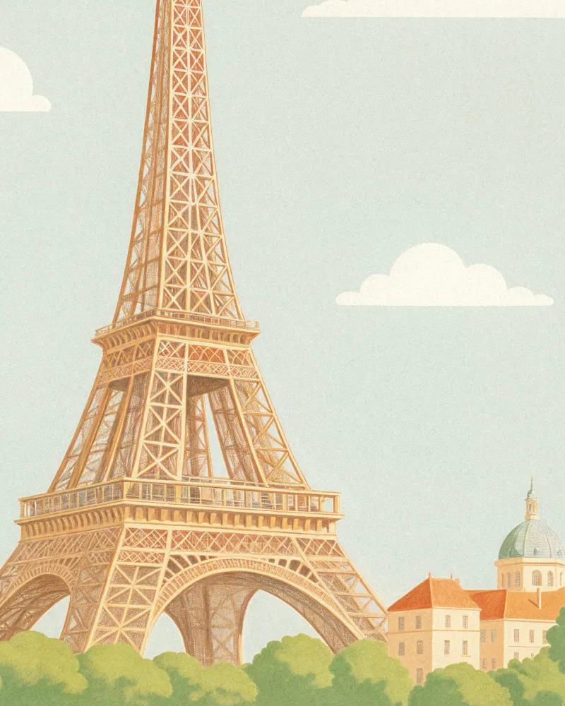 París – Ilustración en Pastel Suave de la Torre Eiffel - Póster Posterscape Creative Studio