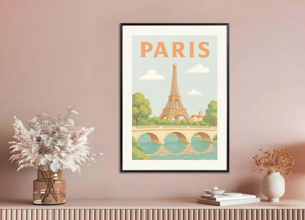 París – Ilustración en Pastel Suave de la Torre Eiffel - Póster Posterscape Creative Studio