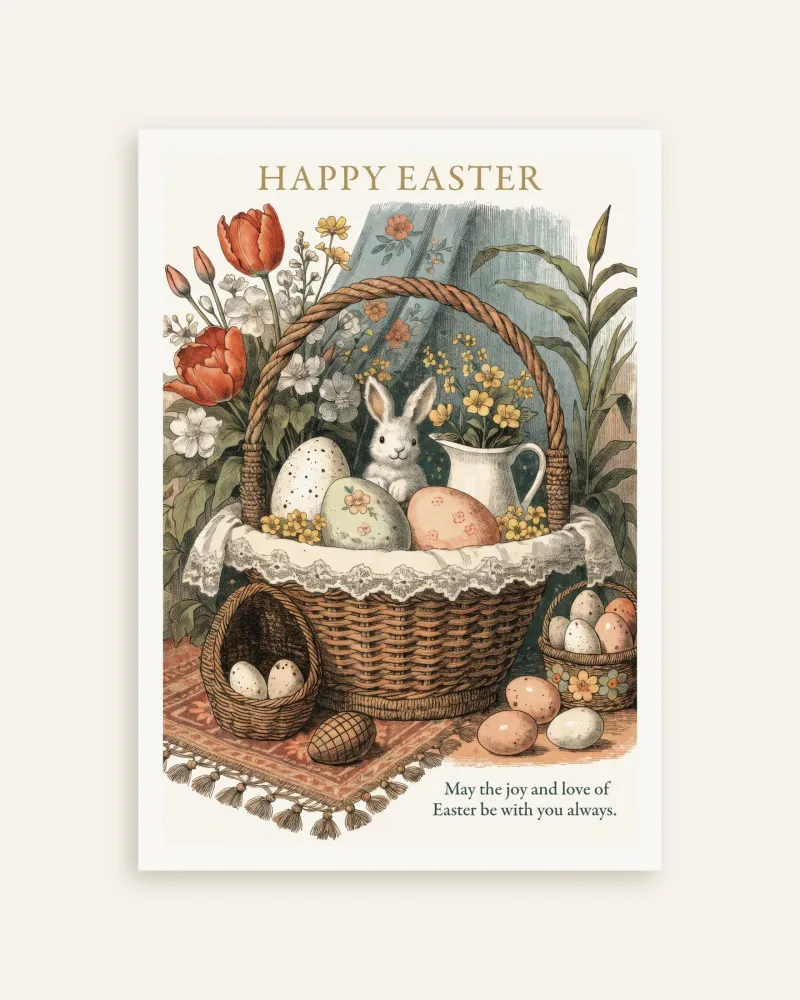 Póster Conejito de la Cesta de Pascua Posterscape Creative Studio