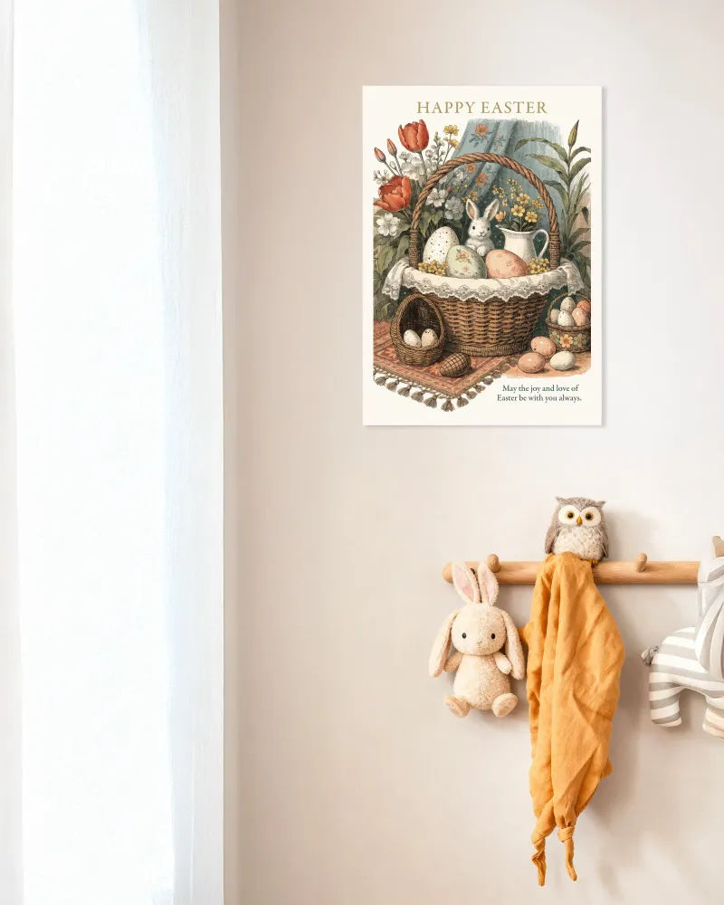 Póster Conejito de la Cesta de Pascua Posterscape Creative Studio
