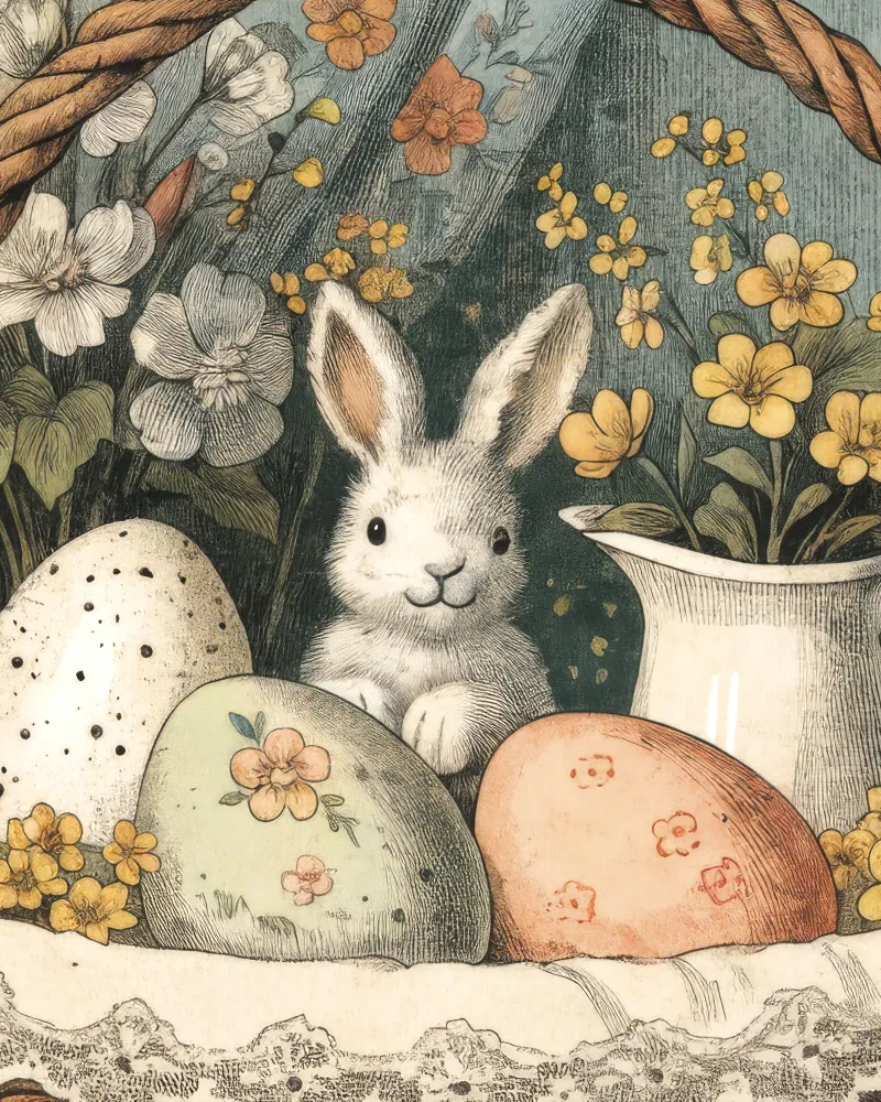 Póster Conejito de la Cesta de Pascua Posterscape Creative Studio