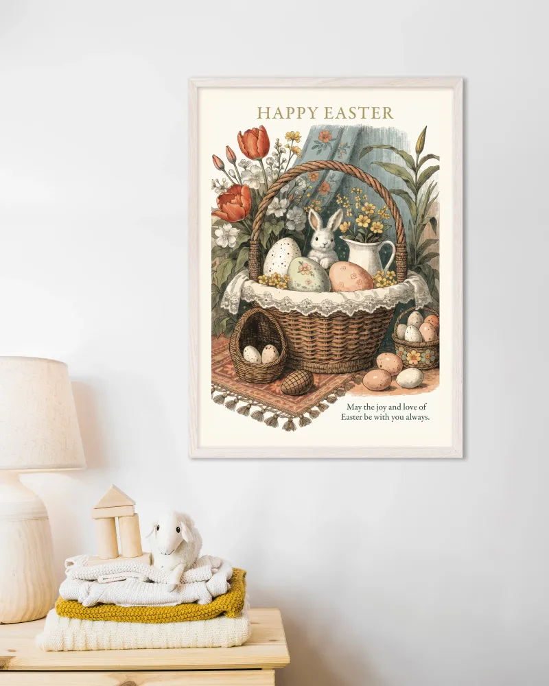 Póster Conejito de la Cesta de Pascua Posterscape Creative Studio