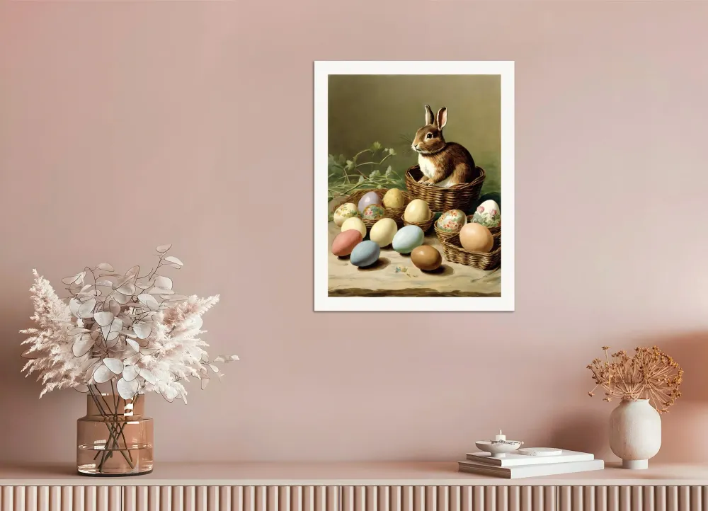 Póster de Pascua, conejo y huevos Posterscape Creative Studio