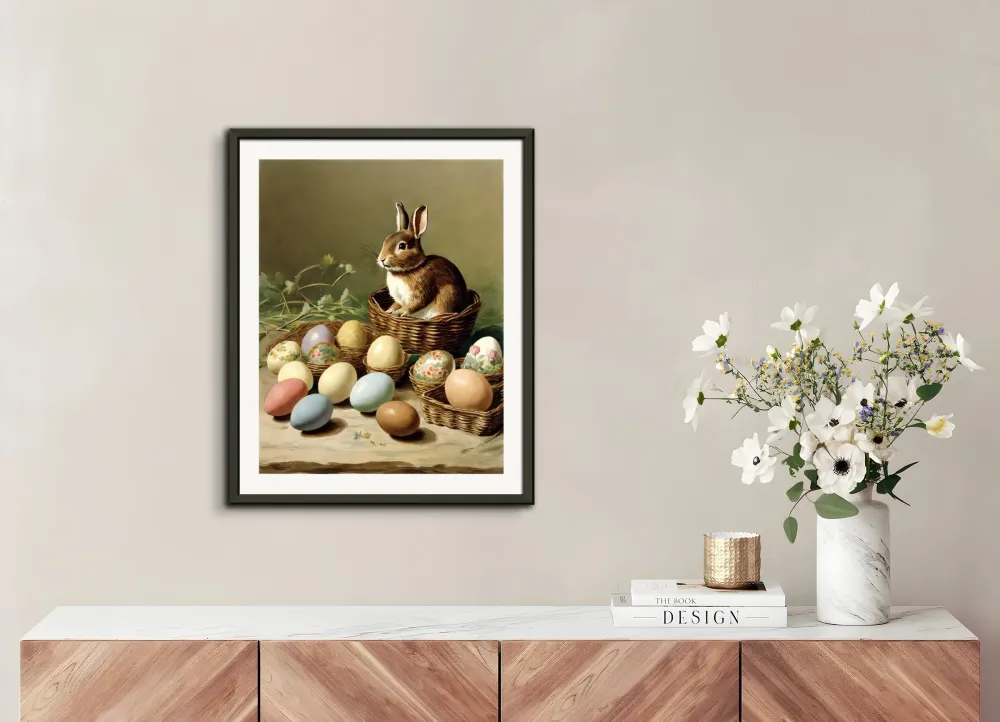 Póster de Pascua, conejo y huevos Posterscape Creative Studio