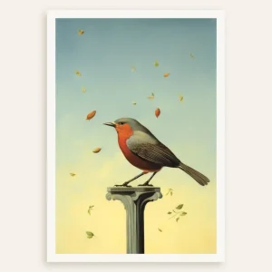 Robin en un pedestal - Póster Posterscape Creative Studio