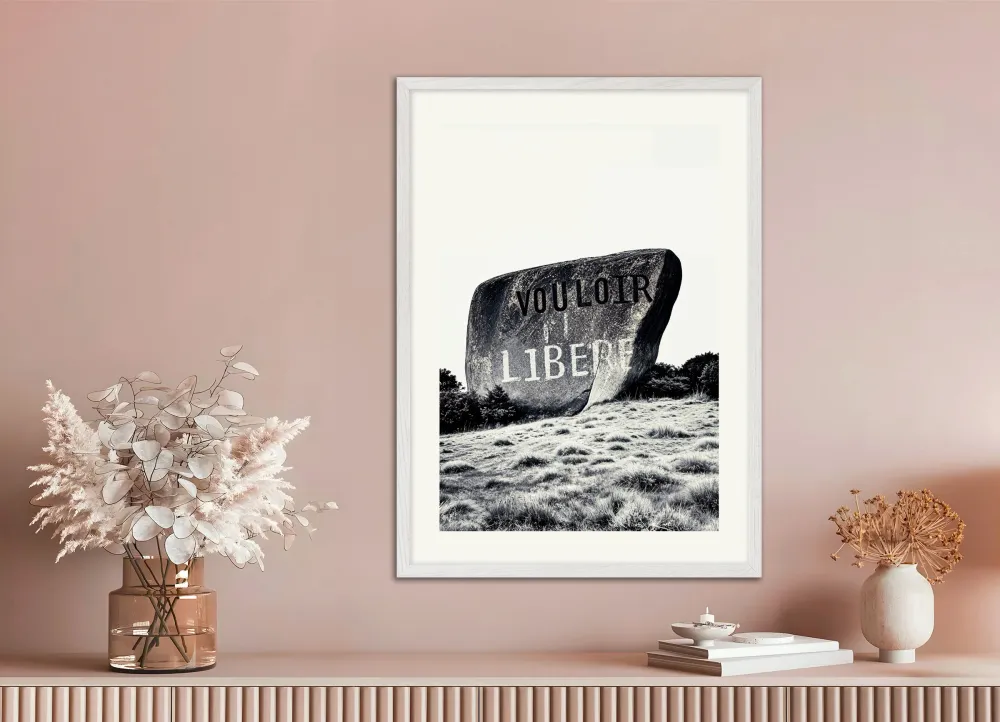 Willing liberates, Nietzsche - Graffiti on rock - Póster Posterscape Creative Studio