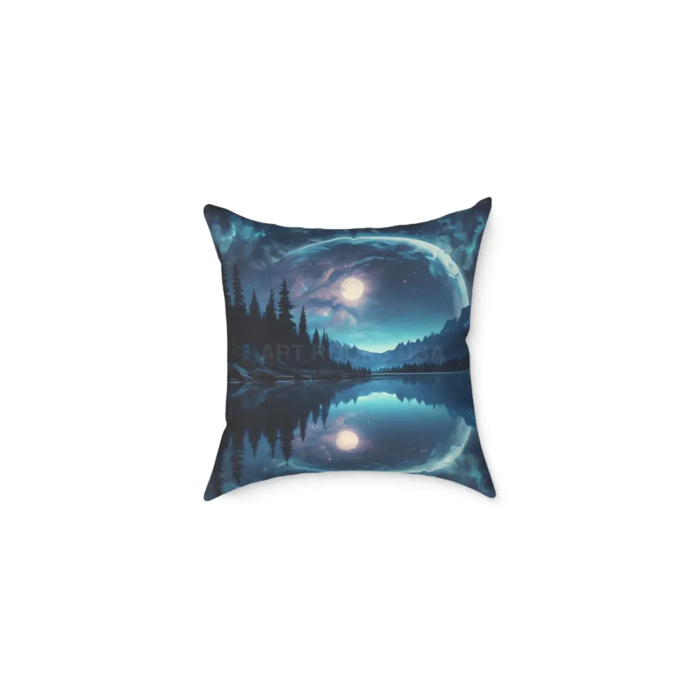 Cojín con estampado de luna serena sobre un lago tranquilo | Decoración acogedora para el hogar, regalo para amantes de la...