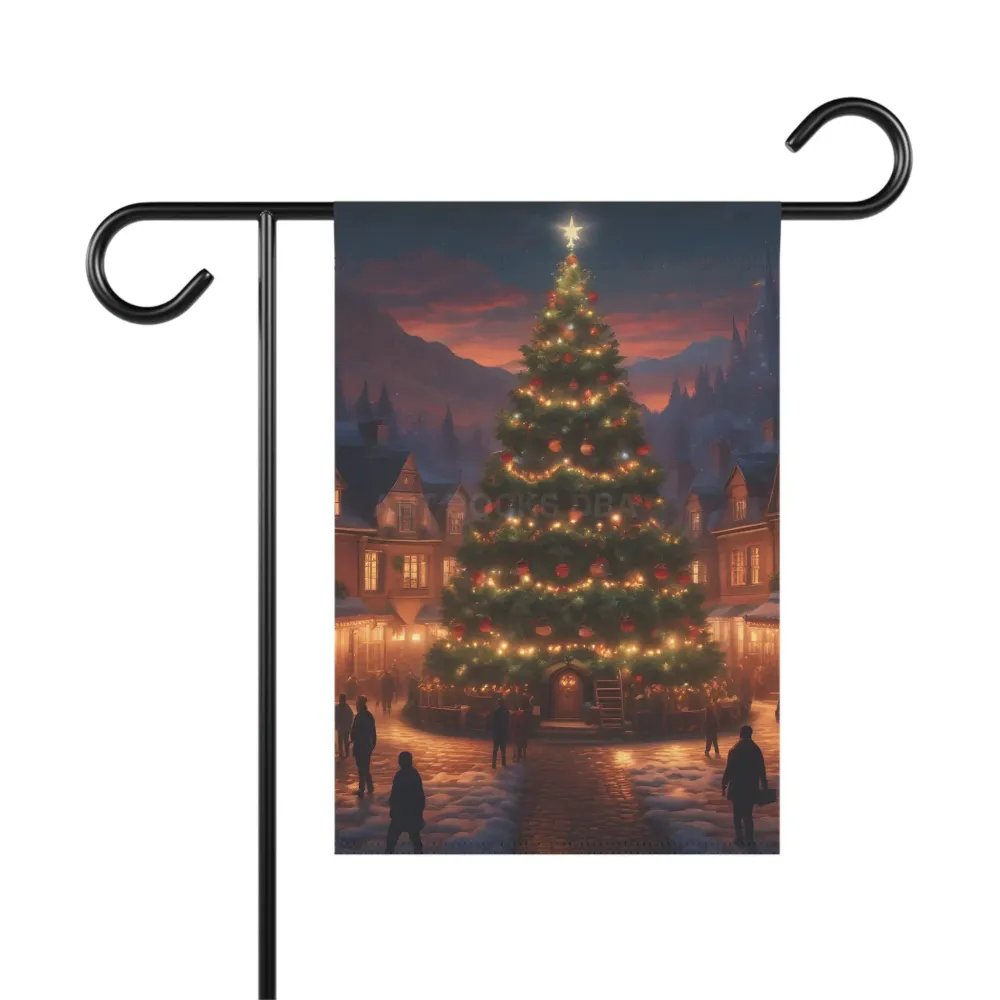 Pancarta de jardín con diseño de árbol de Navidad, decoración navideñ, bandera para exteriores, decoración de temporada pa...