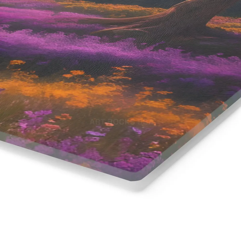 Tabla de cortar con lavanda, puesta de sol y prado de montañ Printify