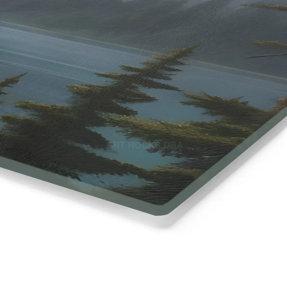 Tabla de cortar Stormy Mountain Lake — Tabla de cocina Lightning Over Pine Forest Printify