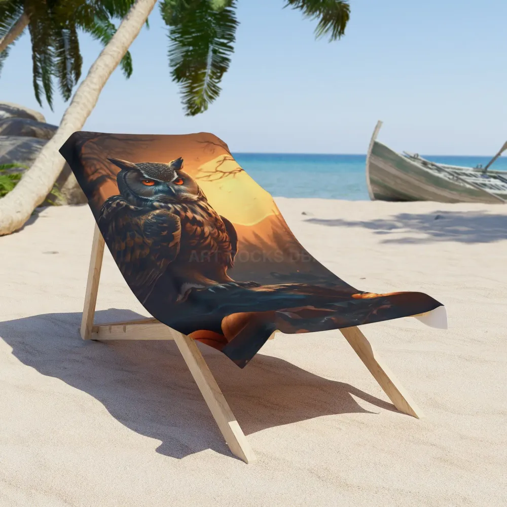 Toalla de playa de búho de Halloween Printify