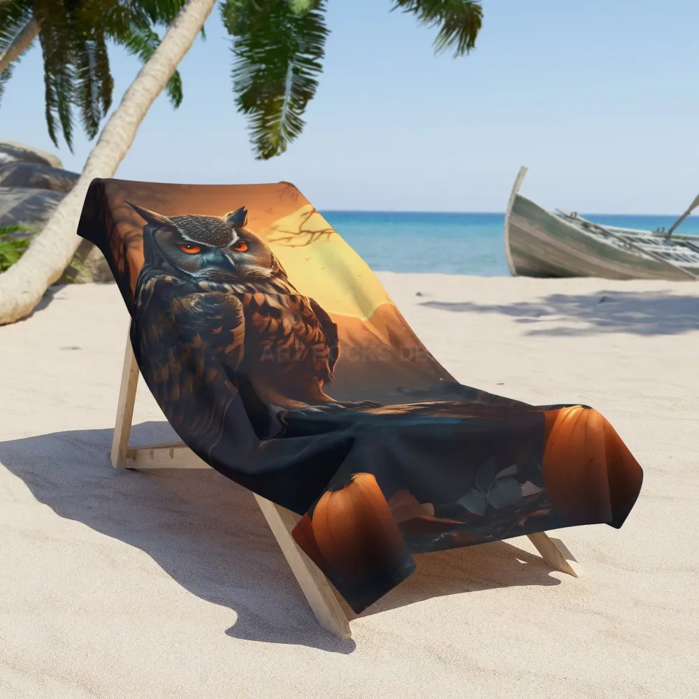 Toalla de playa de búho de Halloween Printify