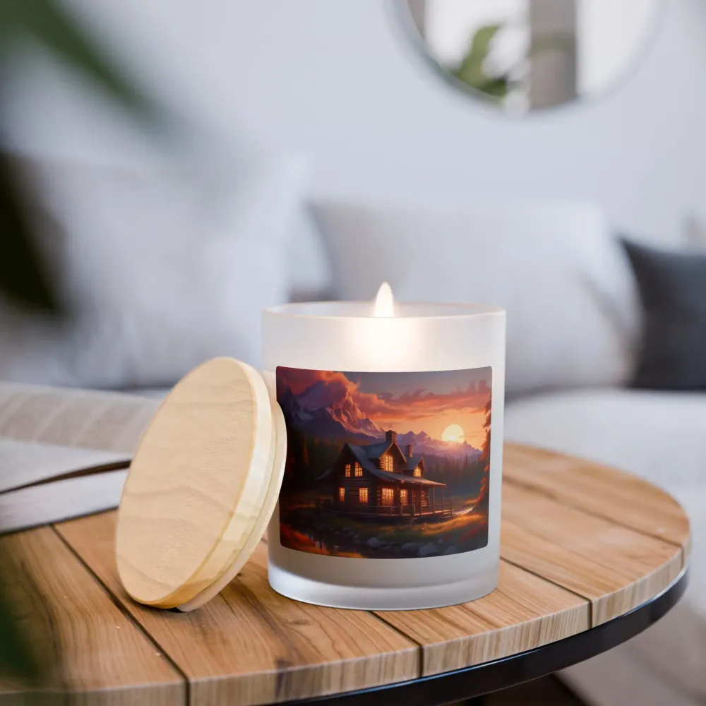 Vela Cabin Sunset — Vidrio esmerilado, 325 ml Printify