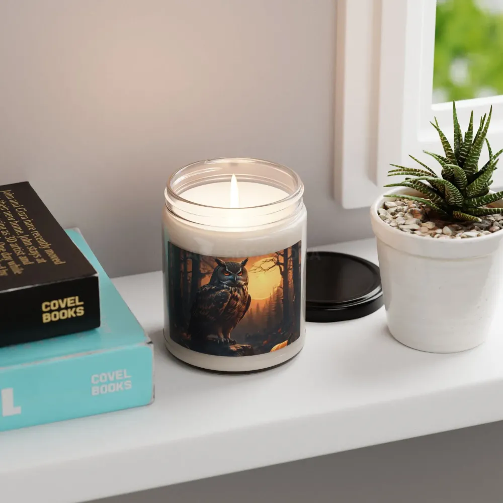 Vela de soja perfumada con aroma búho para Halloween | Decoración acogedora para el hogar | Regalo relajante, vela de arom...