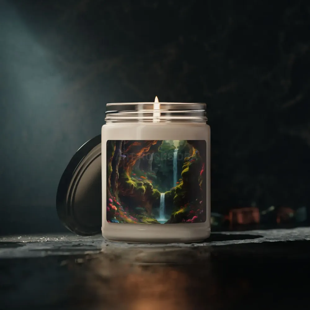 Vela de soja perfumada con aroma cueva de cascada secreta | Aromaterapia ecológica, decoración relajante para el hogar, re...