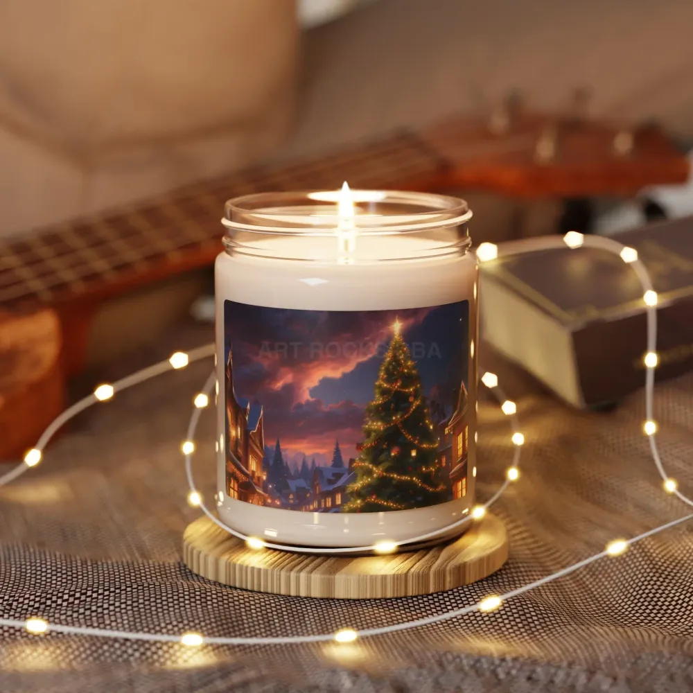 Vela de soja perfumada con aroma árbol de Navidad en el cielo nocturno, decoración acogedora para el hogar, fragancia inve...
