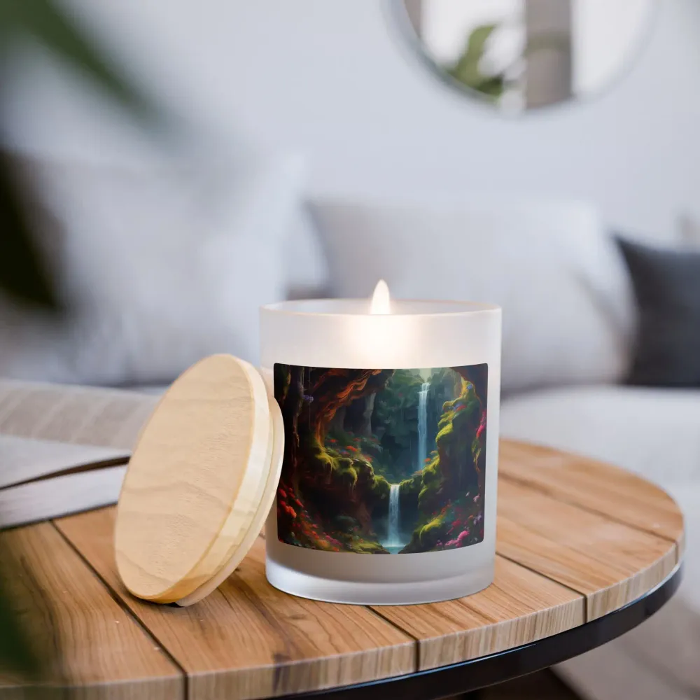 Vela de vidrio esmerilado — Vela perfumada con cascada del Bosque Encantado (325 g) Printify