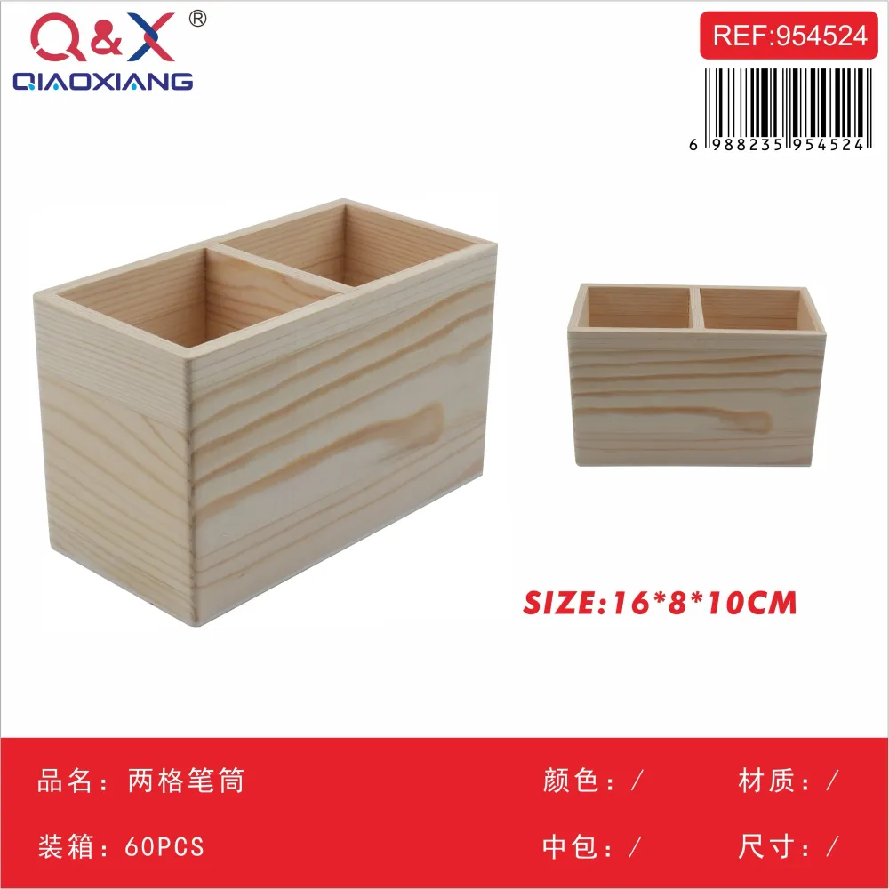 Porta Lápices Madera 2 Compartimentos Q&X