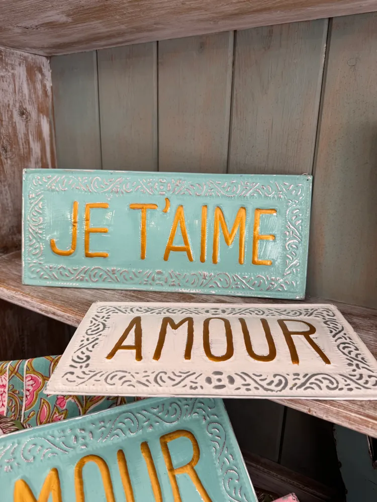 Placa decorativa Je t’aime Azul R de Caparrosa