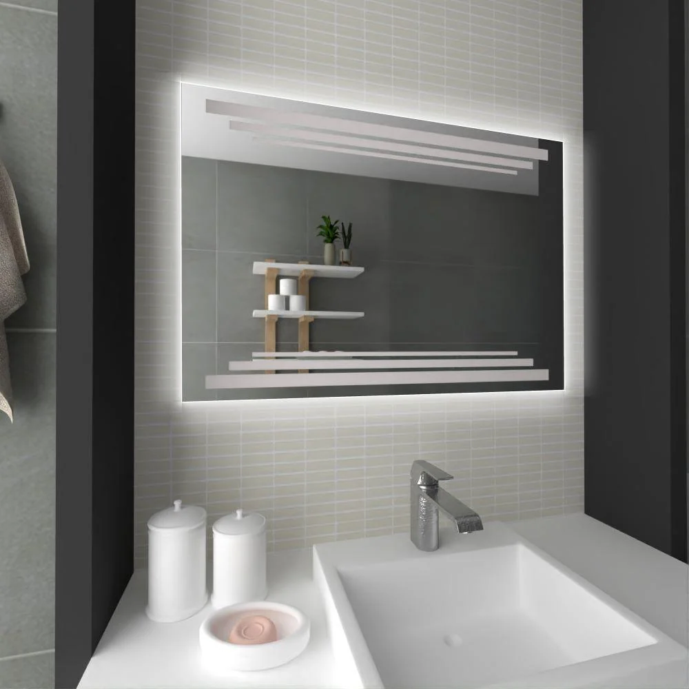 Espejo Rectangular Barú, Gris, con Luz Led Reflekta MG