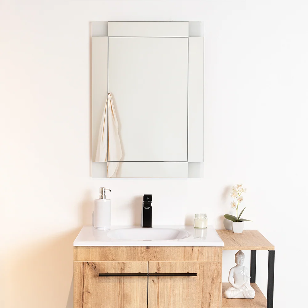 Espejo Rectangular Genova, Capri 75, ensamble la pared con Diseño en Sandblasting Reflekta MG