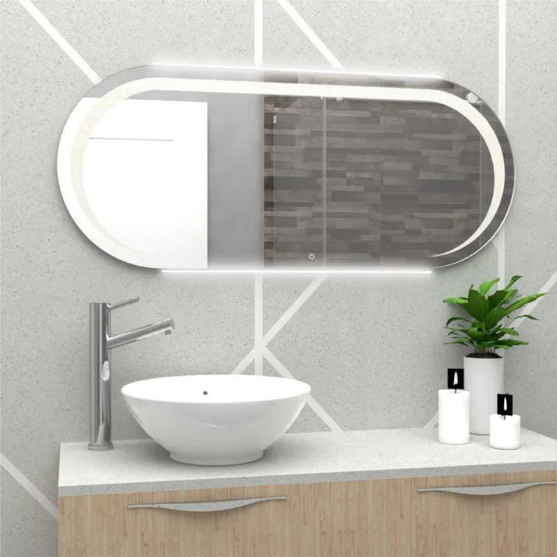Espejo Rectangular Verón, Gris, con Luz Led y Botón Touch Reflekta MG