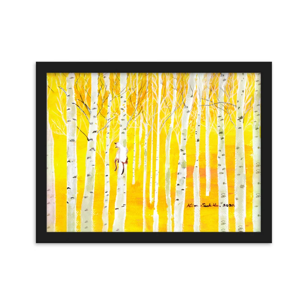 Póster con marco - Bosque de abedules Bosque de abedules Negro Seokhee Kim