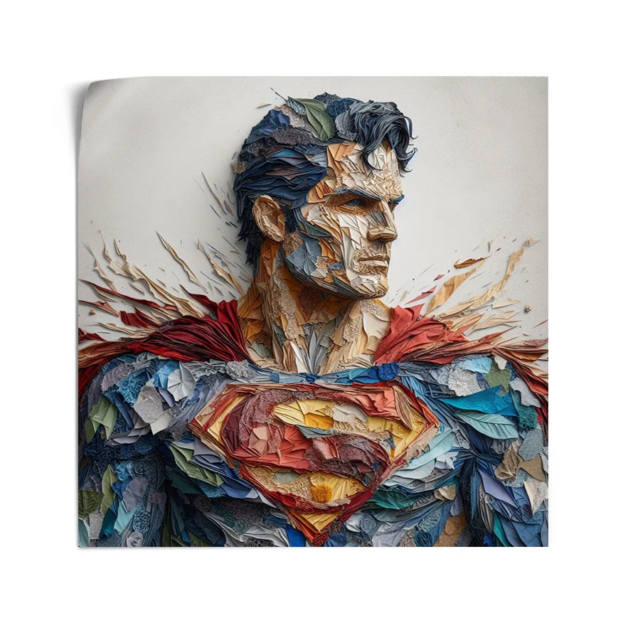 Superman Volteando Tela Colores Poster