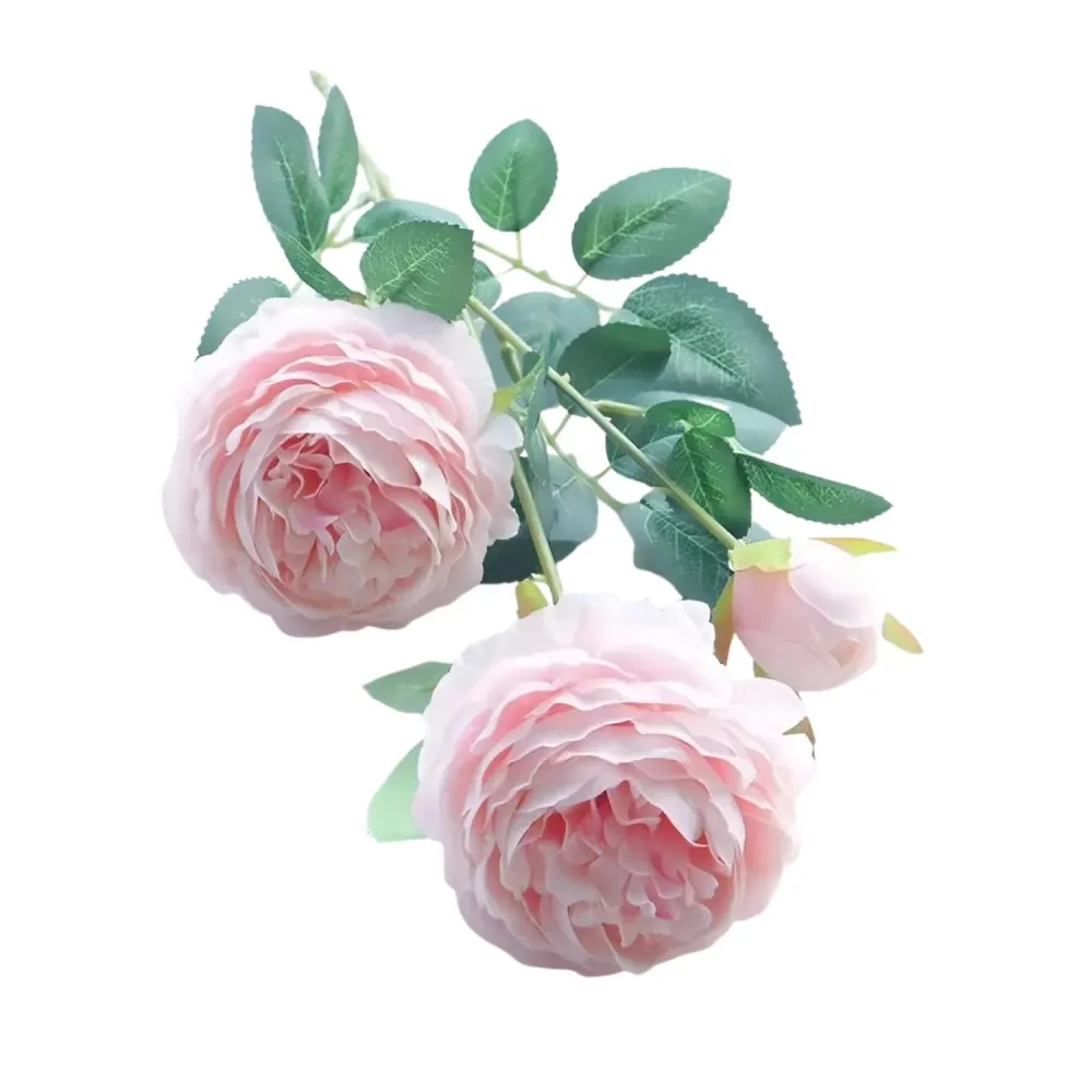 Vara 2 Flores Rosas Artificiales Rosa