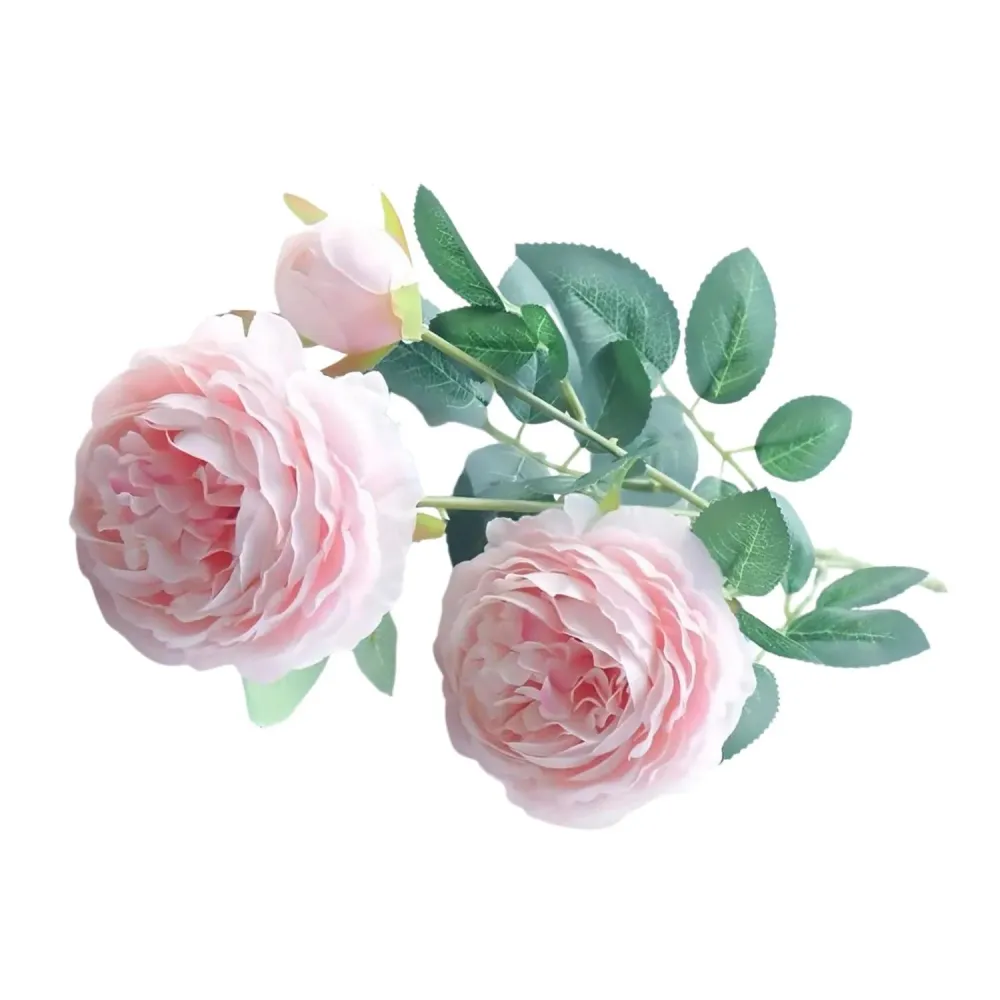 Vara 2 Flores Rosas Artificiales Rosa