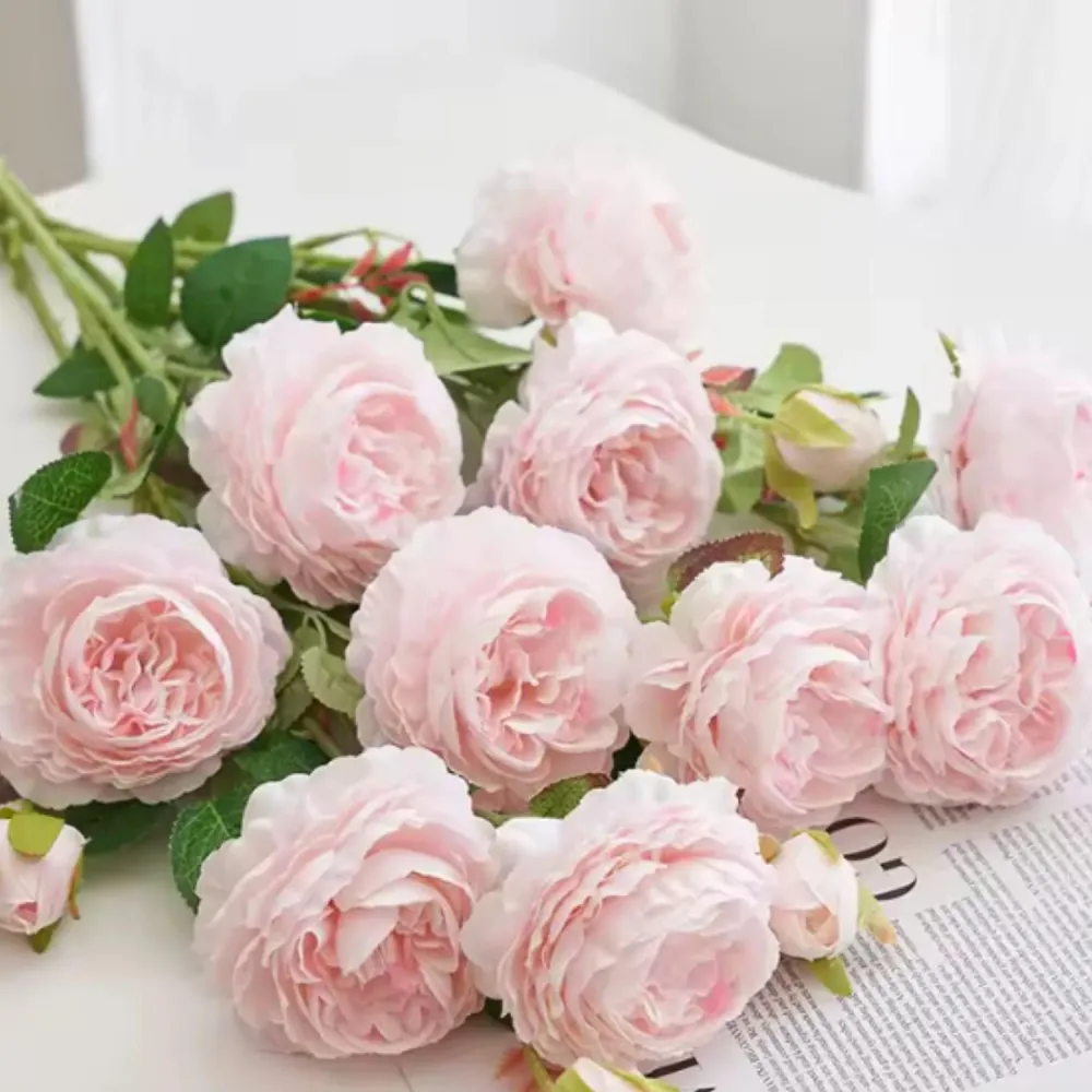 Vara 2 Flores Rosas Artificiales Rosa