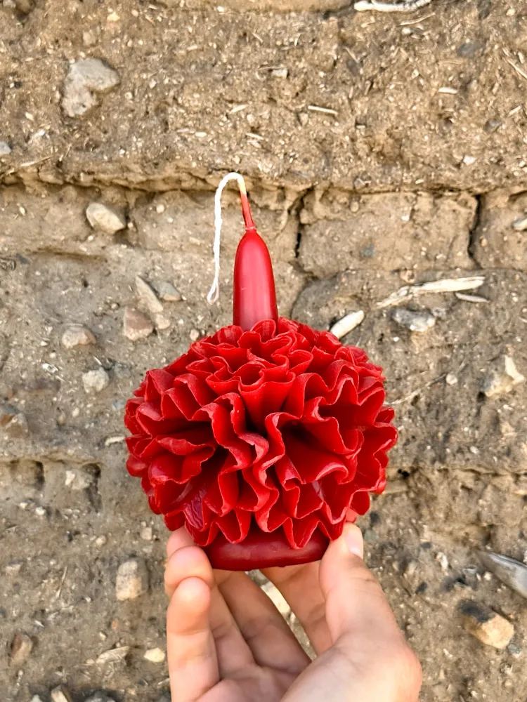 Vela floral de cera de abejas de Teotitlán