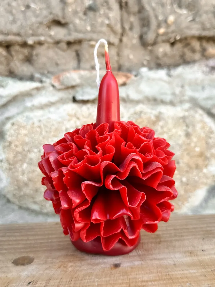 Vela floral de cera de abejas de Teotitlán