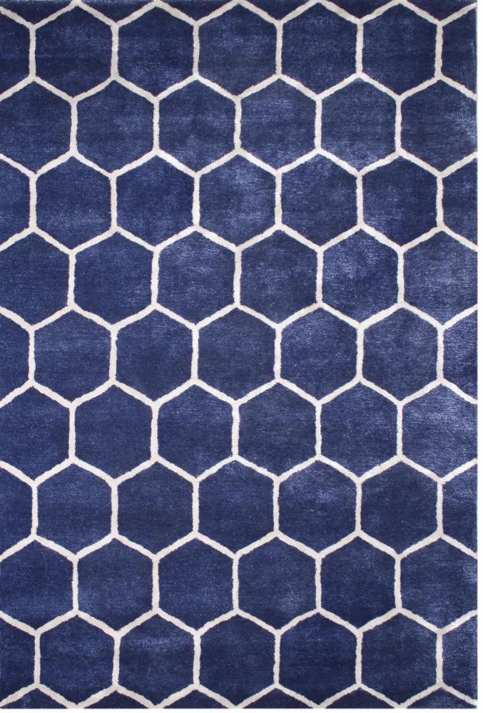 Tapete Viena Panal Navy / Silver Azul