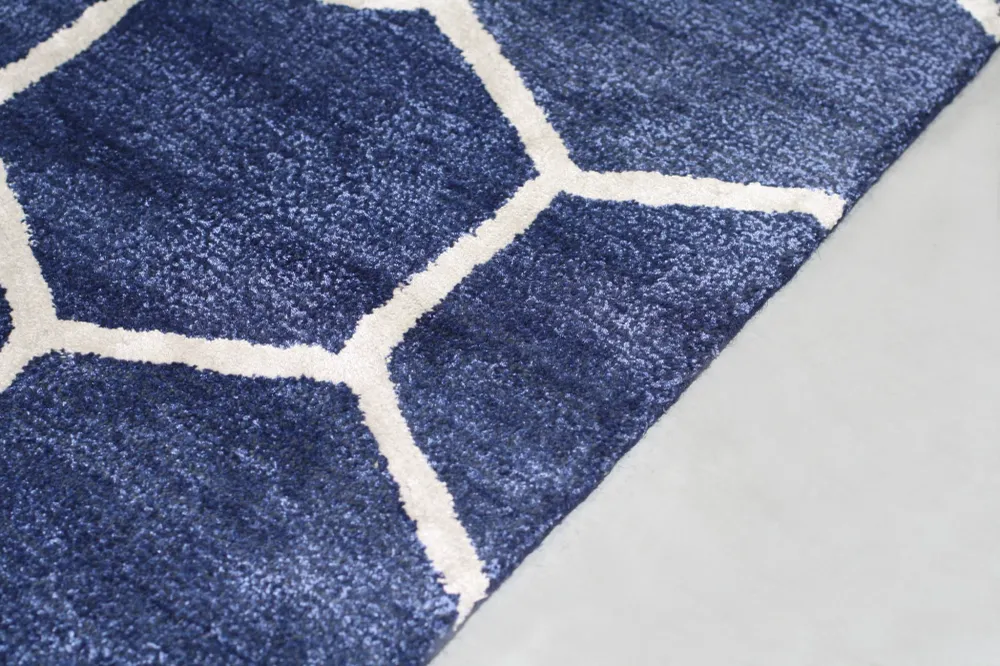 Tapete Viena Panal Navy / Silver Azul