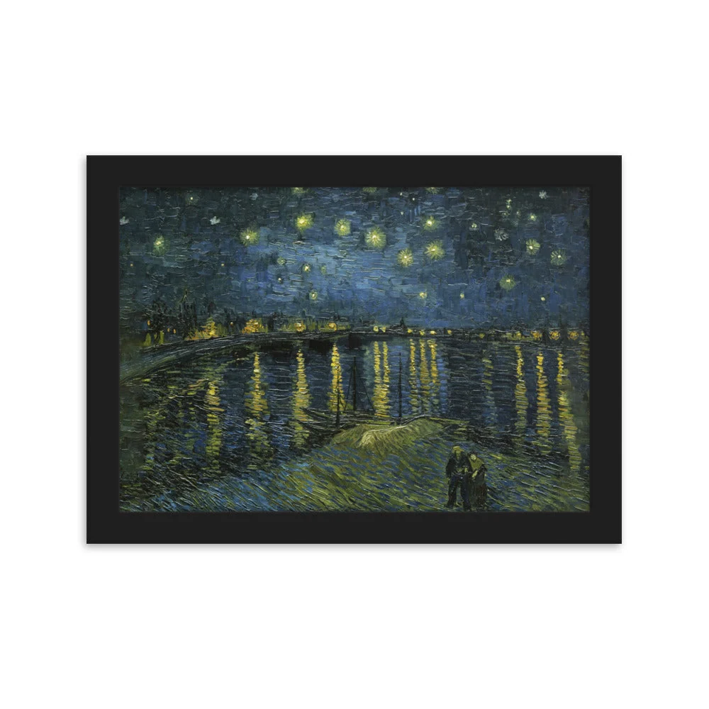 Noche estrellada sobre el Ródano - Póster en marco Negro Vincent van Gogh