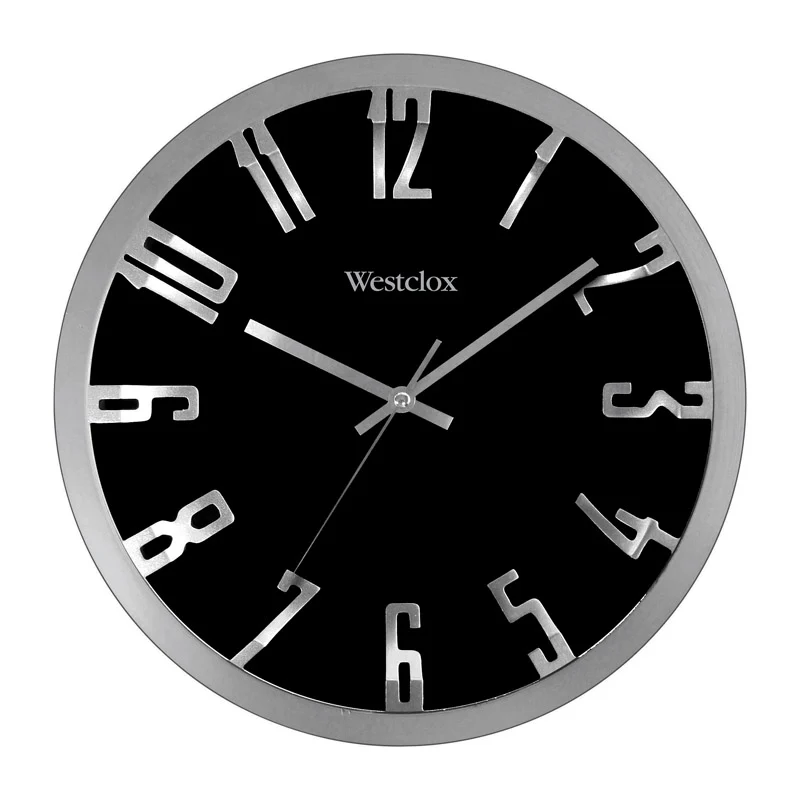 RELOJ DE PARED NEGRO/PLATA 12" DE DIÁMETRO Westclox