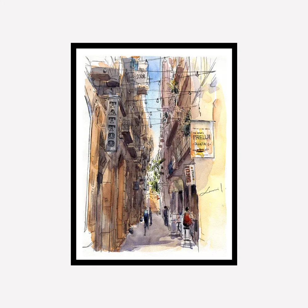 Un callejón en el Born Art Print A4 Xavier Julia Sanchez